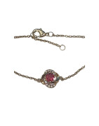 Bracelet Rubis de Synthèse et Zirconium 18cm Plaqué Or
