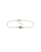 Bracelet Saphir et Zirconium 18cm Plaqué Or