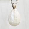Pendentif Pierre de Lune Blanche Goutte 3 cm avec Chaîne Acier Inox 42 + 7 cm