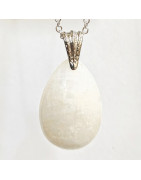 Pendentif Pierre de Lune Blanche Goutte 3 cm avec Chaîne Acier Inox 42 + 7 cm