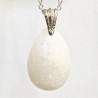 Pendentif Pierre de Lune Blanche Goutte 3 cm avec Chaîne Acier Inox 42 + 7 cm