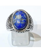 Bague Lapis-Lazuli Type Chevalière Acier Inox