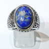 Bague Lapis-Lazuli Type Chevalière Acier Inox