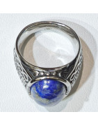 Bague Lapis-Lazuli Type Chevalière Acier Inox