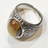 Bague Œil de Tigre Type Chevalière Acier Inox