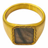Bague Œil de Tigre Type Chevalière Plaquée Or