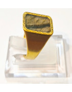 Bague Œil de Tigre Type Chevalière Plaquée Or