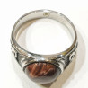 Bague Œil de Taureau Type Chevalière Nœud Celtique Acier Inox