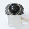 Bague Onyx Cabochon Type Chevalière Nœud Celtique Acier Inox