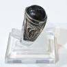 Bague Onyx Cabochon Type Chevalière Nœud Celtique Acier Inox