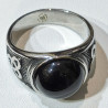 Bague Onyx Cabochon Type Chevalière Nœud Celtique Acier Inox