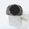 Bague Onyx Plate Type Chevalière Acier Inox