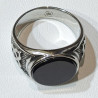Bague Onyx Plate Type Chevalière Acier Inox