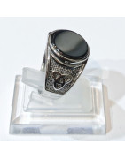 Bague Onyx Plate Type Chevalière Acier Inox