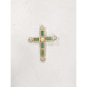 Pendentif Emeraude de Synthèse et Zirconium Croix Plaqué Or