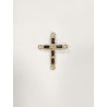 Pendentif Saphir Noir et Zirconium Croix Plaqué Or