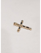 Pendentif Saphir Noir et Zirconium Croix Plaqué Or