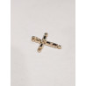 Pendentif Saphir Noir et Zirconium Croix Plaqué Or