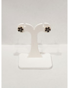 Boucles Saphir Noir Fleur Plaquée Or