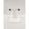 Boucles Saphir Noir Fleur Plaquée Or