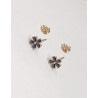 Boucles Saphir Noir Fleur Plaquée Or