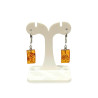 Boucles Ambre Baltique Rectangulaires Argent 925