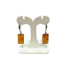 Boucles Ambre Baltique Rectangulaires Argent 925