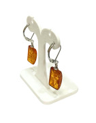 Boucles Ambre Baltique Rectangulaires Argent 925