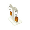 Boucles Ambre Baltique Rectangulaires Argent 925