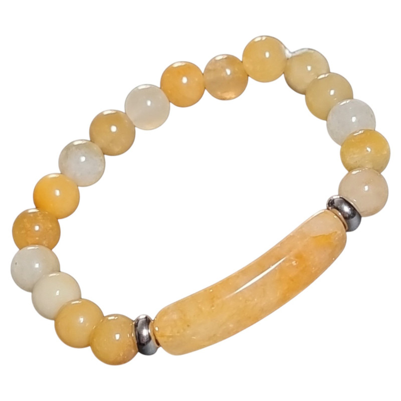 Bracelet Topaze Impériale Plaque et Pierres Rondes 8mm