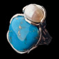 Bague Turquoise & Perle Argent 925 Taille 56 +