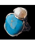 Bague Turquoise & Perle Argent 925 Taille 56 +