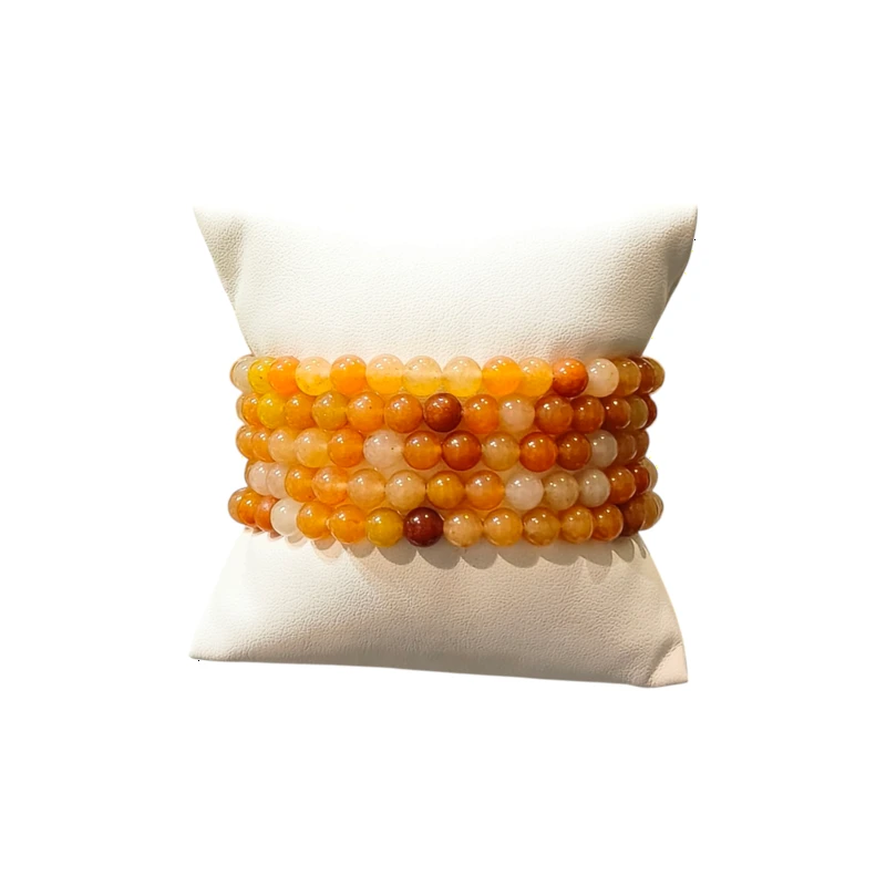 Bracelet Aventurine Orange Pierres Rondes 6mm
