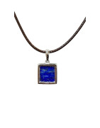 Pendentif Lapis-Lazuli Carré Argent 925 sur Cordon Réglable