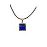 Pendentif Lapis-Lazuli Carré Argent 925 sur Cordon Réglable
