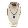 Pendentif Lapis-Lazuli Carré Argent 925 sur Cordon Réglable