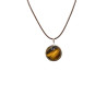 Pendentif Œil de Tigre Rond 2cm de Diamètre Argent 925 sur Cordon Réglable