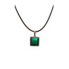 Pendentif Malachite Carré Argent 925 sur Cordon Réglable