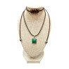 Pendentif Malachite Carré Argent 925 sur Cordon Réglable