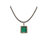 Pendentif Malachite Carré Argent 925 sur Cordon Réglable