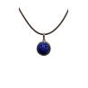 Pendentif Lapis-Lazuli Rond 1cm de Diamètre Argent 925 sur Cordon Réglable