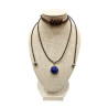 Pendentif Lapis-Lazuli Rond 1cm de Diamètre Argent 925 sur Cordon Réglable