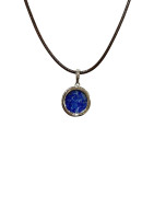 Pendentif Lapis-Lazuli Rond 1cm de Diamètre Argent 925 sur Cordon Réglable