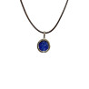 Pendentif Lapis-Lazuli Rond 1cm de Diamètre Argent 925 sur Cordon Réglable