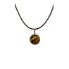 Pendentif Œil de Tigre Rond 1cm de Diamètre sur Cordon Réglable