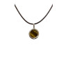 Pendentif Œil de Tigre Rond 1cm de Diamètre sur Cordon Réglable