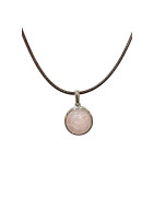 Pendentif Quartz Rose Rond 1cm de Diamètre sur Cordon Réglable
