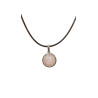 Pendentif Quartz Rose Rond 1cm de Diamètre sur Cordon Réglable