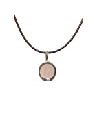 Pendentif Quartz Rose Rond 1cm de Diamètre sur Cordon Réglable