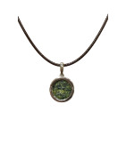 Pendentif Serpentine Rond 1cm de Diamètre Argent 925 sur Cordon Réglable